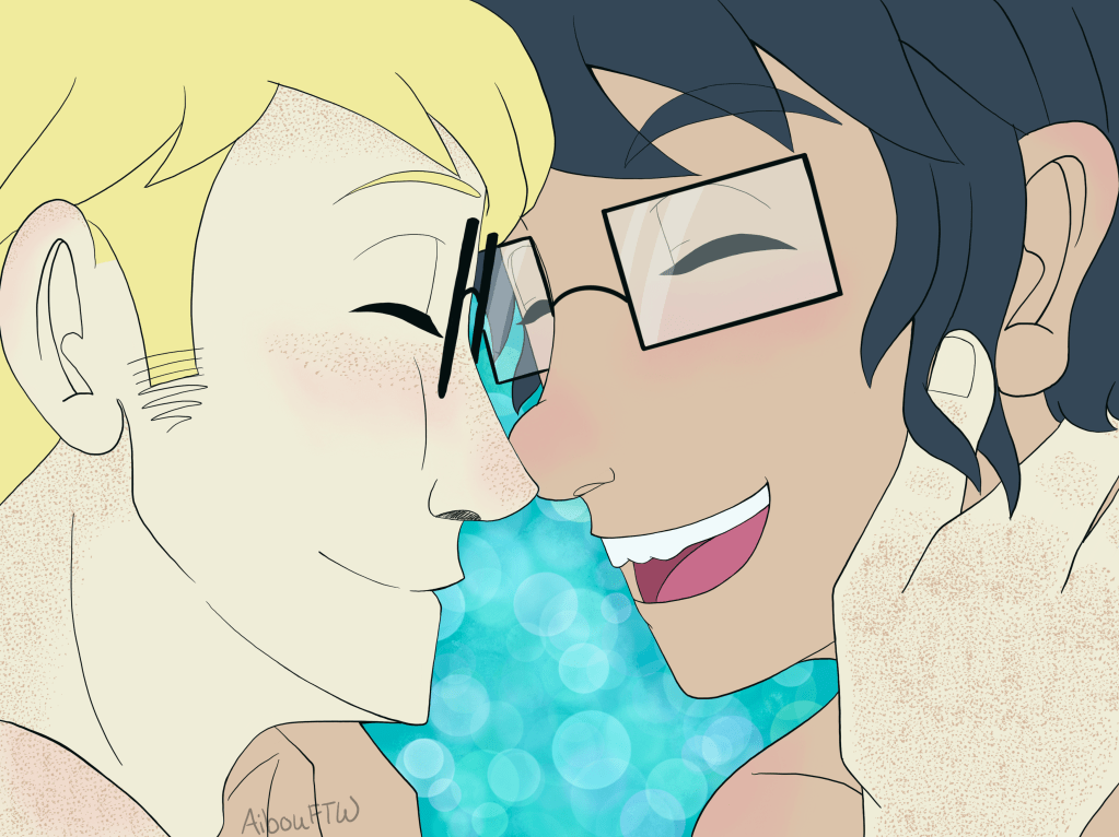 A sappy drawing of John and Dave, smiling and holding their faces close together, their noses touching.  So boyfriends.  Much sap.