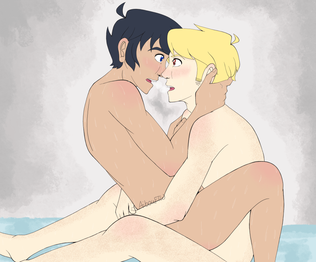 A spicy drawing of John getting fucked in Dave's lap.  They're looking intensely into each other's eyes as they attempt to catch their breath.