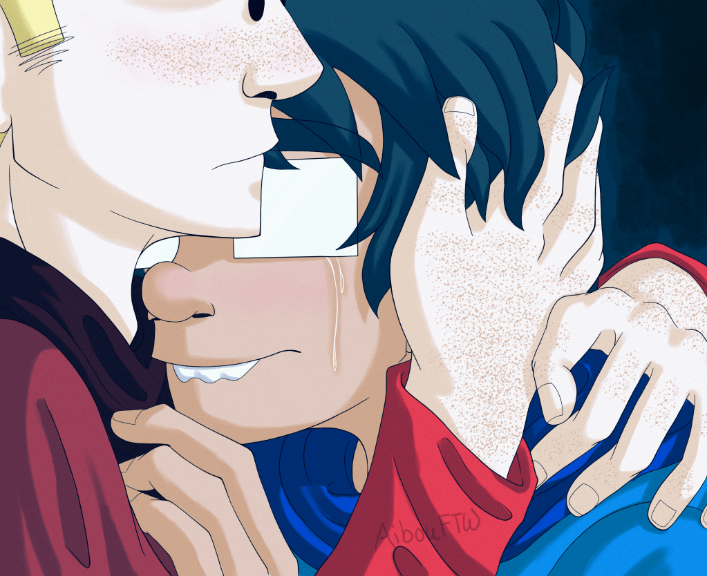 A drawing of John and Dave.  Dave's holding John closer as John cries.  I'm glad *someone's* finally giving that man a much-needed hug.